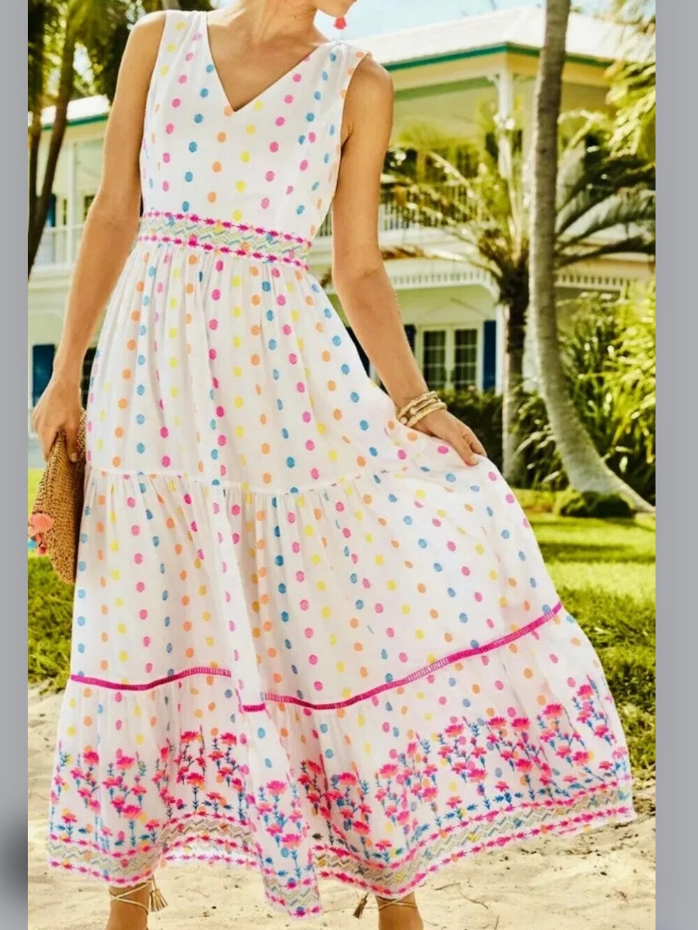 Lilly Pulitzer Charleen Maxi Dress Multi Tropical Dot Clip 8